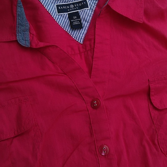 Karen Scott Button Down Plus Short Sleeve Shirt 3X - Picture 5 of 8